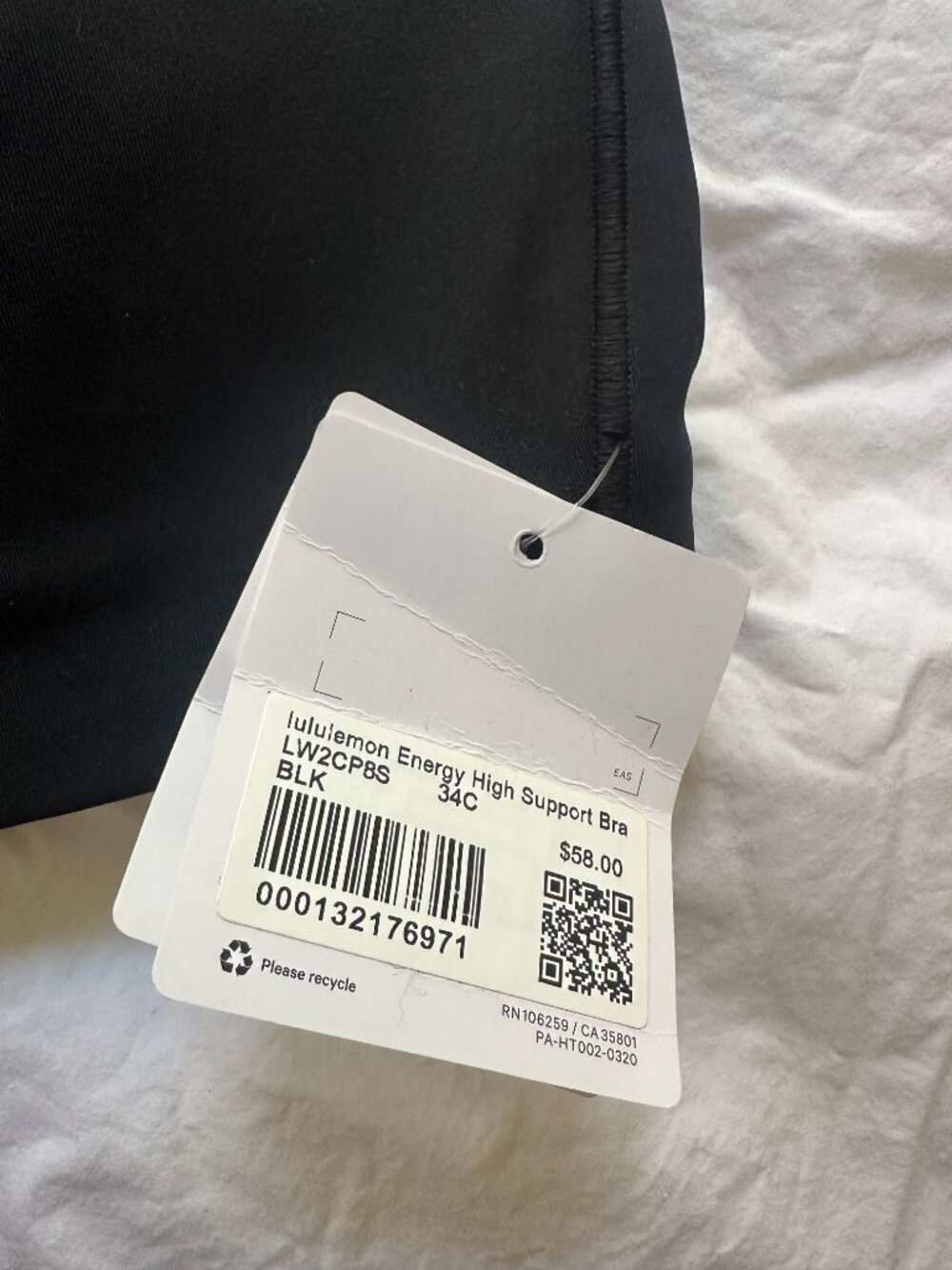 lululemon Energy High Support Bra - 34C Black - Picture 2 of 4